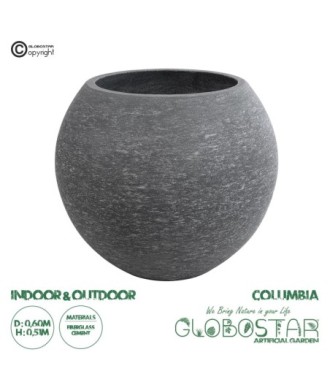 GloboStar® Artificial Garden COLUMBIA 20798 Επιδαπέδιο Πολυεστερικό Τσιμεντένιο Κασπώ Γλάστρα - Flower Pot Γκρι Φ60 x Υ51cm
